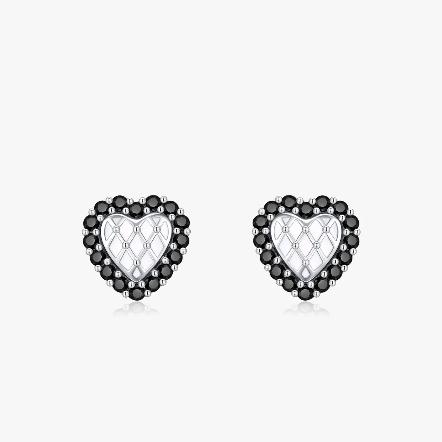 Ailmay 925 Sterling Silver Unique Fashion Black Zirconia Heart Stud Earrings for Women Girls Birthday Party Accessories Jewelry