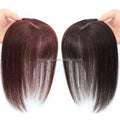 HE07 Crown Hair Topper Human Hair Blunt Bangs 8x12cm 8inch 12inch 3 Clip-In Topper Pieces Silk Base for Women Hair