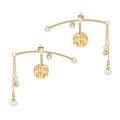14K Gold Plated Stainless Steel Jewelry Creative Design Round Pearl Zircon Accessories Earrings E221374