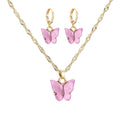 AA00436 Butterfly Necklace Earrings Jewelry Set Acrylic Butterflies Pendant Necklaces Women Fashion Jewelry