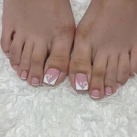 24pcs New Triangle French Burst Shiny Powder Summer Nail Sweet Spice Girl Special Toenail Acrylic Material Wholesale Price