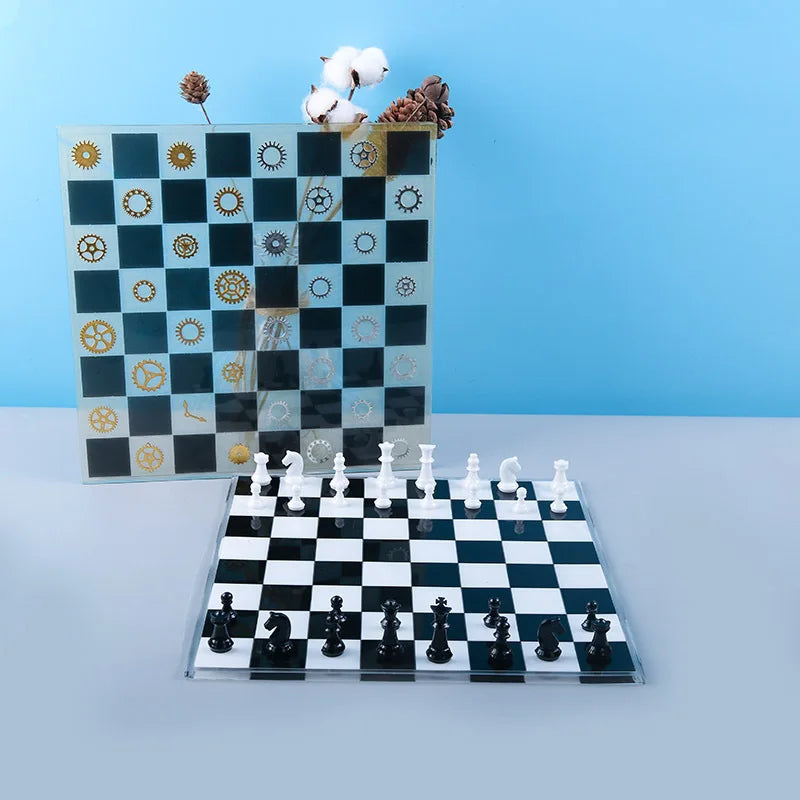 DIY Epoxy Mold Chess Game Chessboard Silicone Mold Handmade Chessboard Resin Molds Making
