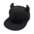 Pure Black Little Devil  Baseball Cap for Men Women Hip Hop Outdoor Sports Personality Flat Brim Hat