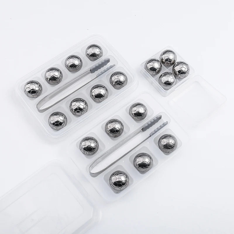 Premium 304 Stainless Steel Whiskey Football Ice Cube Stones Bar Accessories Gifts Set for Party
