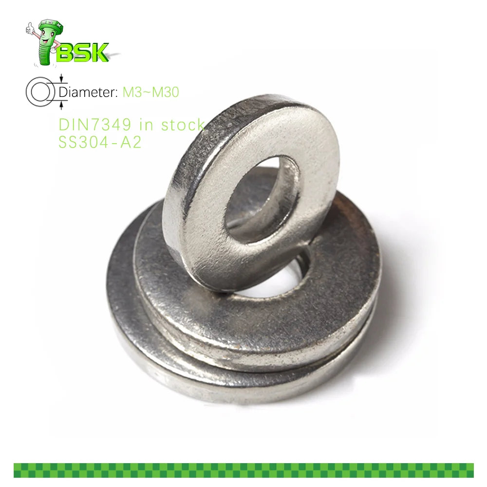 304 Stainless Steel DIN7349 for Screw Size M3 M4 M5 M6 M8 M10 M12 M14 M16 M18 M20 M22 M24 M30 Flat Washer Large Heavy Washer