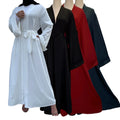 Classical Simple Style Dubai Long Sleeve Cardigan Dress Ramadan Islamic Eid Abaya Kimono Moroccan Muslim Women Dresses Abaya