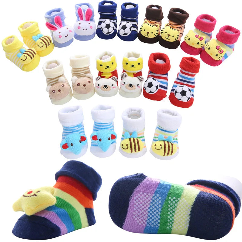 Cute Cartoon Thickened Organic Cotton Baby Shoes Socks Loose Mouth 0-3 Years Non-Slip Newborn Baby Socks