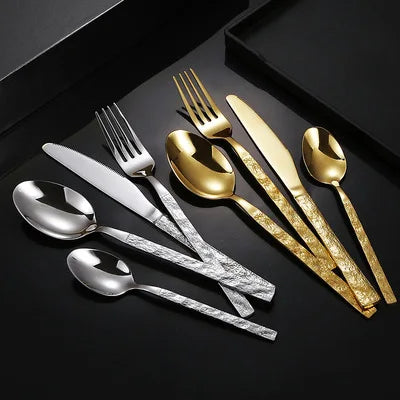 Wholesale  4pcs Silverware Forks Manufacturer Fork and Spoon Gold Flatware Set Stainless Steel Cutlery