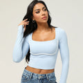 Women's Comfortable Lightweight Cropped Running T-Shirt Long Sleeve Quick Dry Breathable Square Neck Solid Small XXL OEM