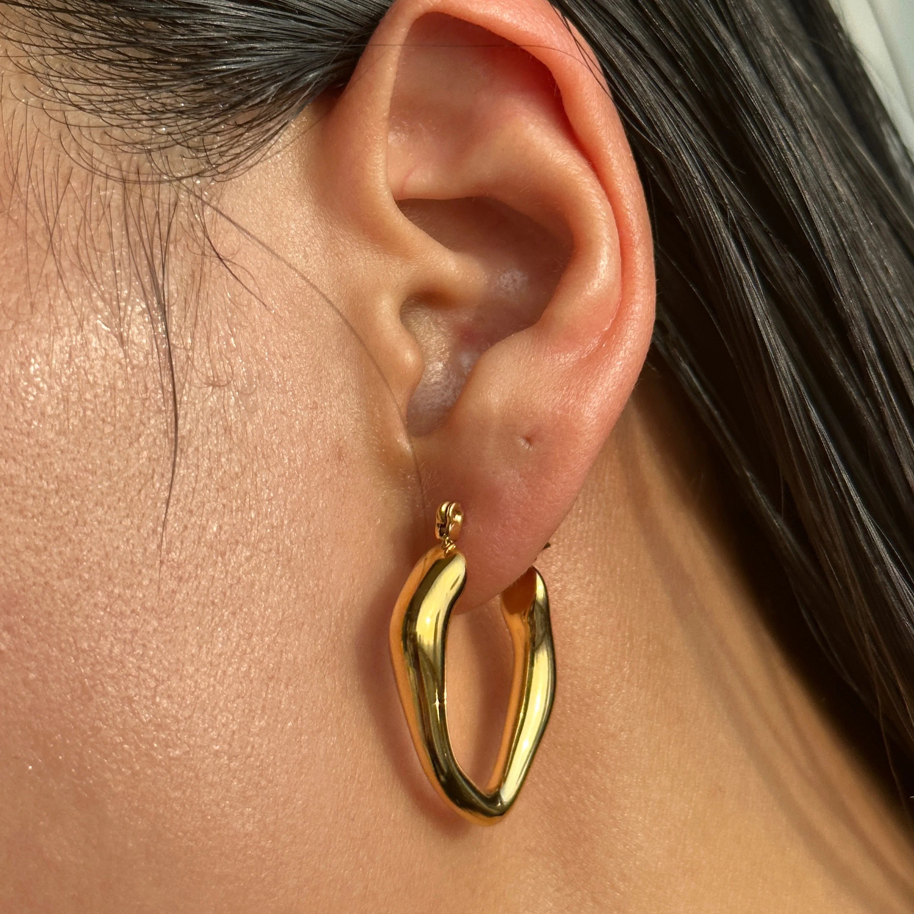2024 Dazan New 18k Gold Plated Unique Hypoallergenic Stainless Steel Polished Super Shine Irregular Modernist Design Earrings