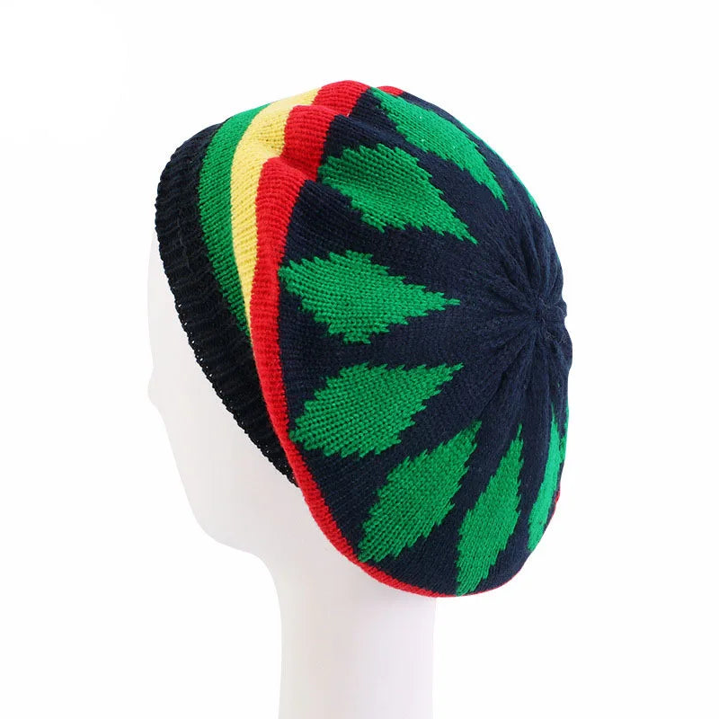 Handmade Knitted Crochet Rainbow Color Jamaica Bob Marley Hat Winter Unisex Ethnic Rasta Kufi Beanies