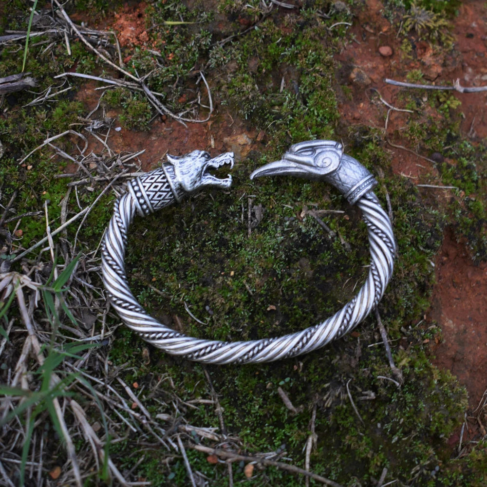Norse Viking Teen Wolf and Raven Bracelet Jewelry Men Wristband Cuff Bracelets