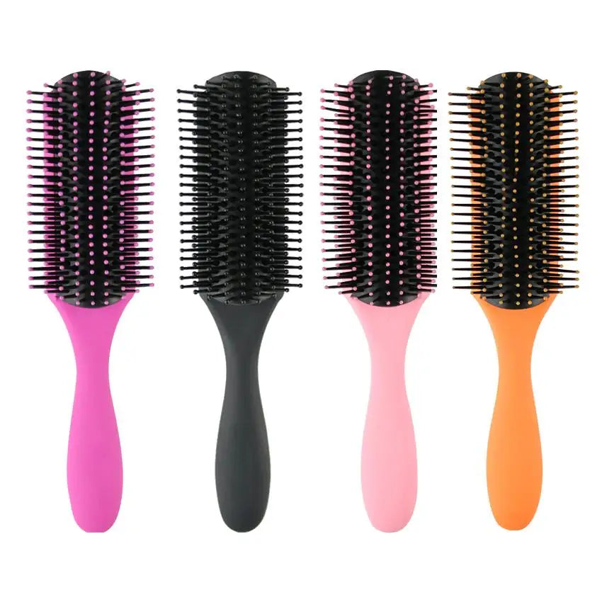 Professional Denman Hair Custom Logo Private Label 9 Rows Curly Hair Detangling Waterproof Nondisposable Plastic Nylon Home Use