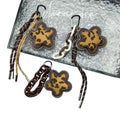 PU Leather Leopard Flower Bag Charm Key Chain Ins DIY Braided Rope Star Backpack Purse Pendant Jewelry Accessories for Women