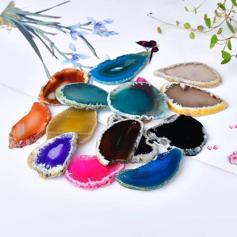 Multi Color Agate Slices Home Decoration Jewelry Making Irregular Healing Crystals Stone Love Gemstone Opp Bag Feng Shui 10pcs