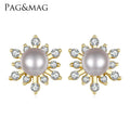 PAG&MAG Factory Wholesale Girl Gift Natural Pearl Sterling Silver Women Stud Earrings