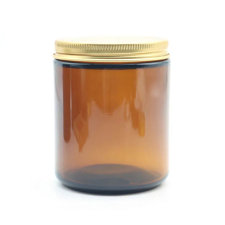 100ML 150ml 250ML 500ML Matte Black/blue/Clear/Amber Customer Label Empty Glass Candle Jars with Metal Lids