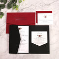 Creative Design Black and Red Paper Invitations Hot Stamping Foil RSVP Cards With Envelope Pocket Wedding Invitation Set