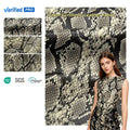 PFAS FREE Pu Leather Fabric Snake Pattern Eco Friendly 4 Way Stretch Faux Leather Garment for Skirts Customized Color