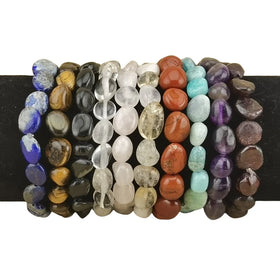 Fashion Irregular Tumble Natural Gemstone Infinity Stretch Bracelet for Women Men Party Gift Classic Bangle Stone Bead Jewelry