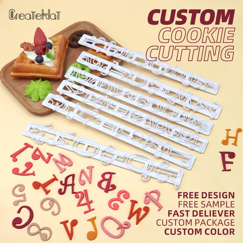 Alphabet Cookie Cutter Plastic Letters Fondant Cutters Handle Cake Decorating Tool Sugarcraft Embosser Mould Birthday Cakes