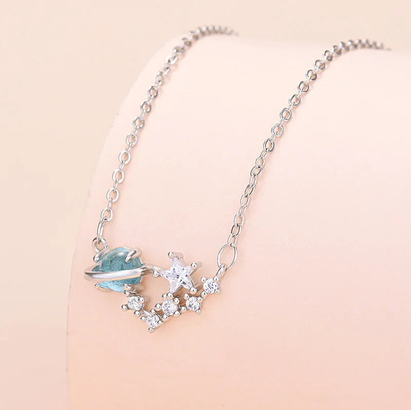 Wonderful Planet Necklace Star Zircon Pendant Necklace Collarbone Single Accessory
