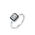 Hot Selling Fashion Engagement Jewelry Rings 925 Sterling Silver 5A Cubic Zircon square Enamel Ring
