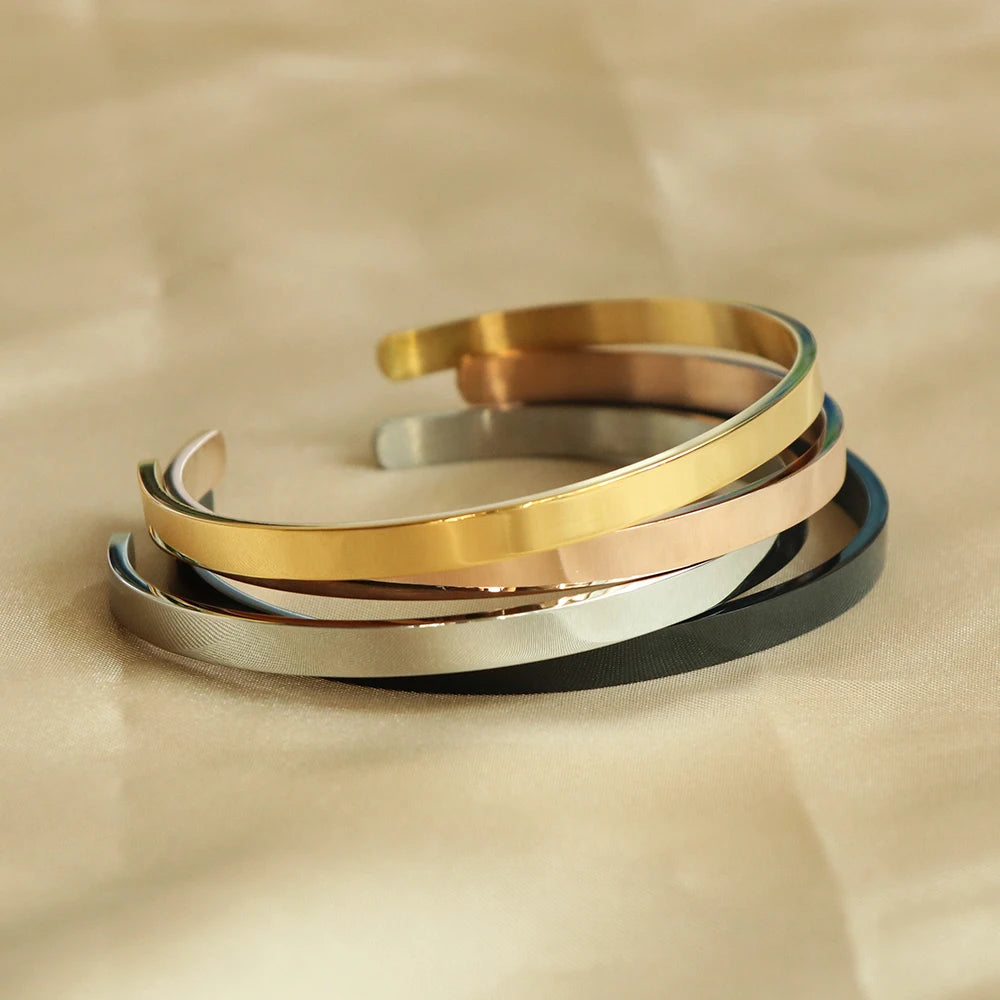 Unisex Multi Color Open Bangle Minimalist Cuff Bracelet Simple Sleek Personalized Gift
