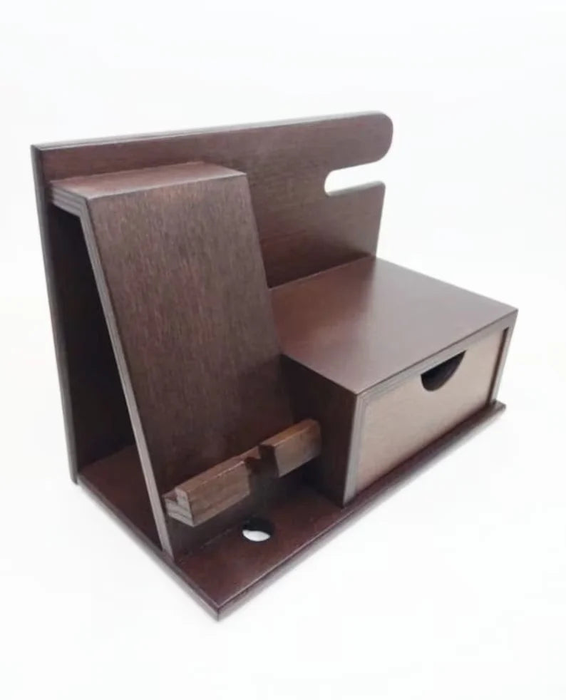 JUNJI Wood Docking Station Valentine Gift Wood Dock Charging Station Organizer
