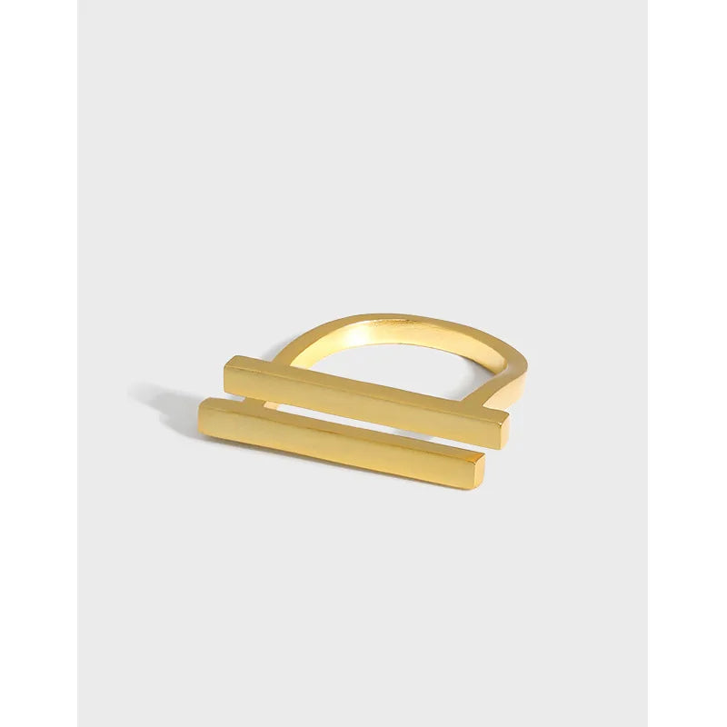 Fashion Wild 925 Sterling Silver Double Layer Bar Rings for Girls Birthday Gifts