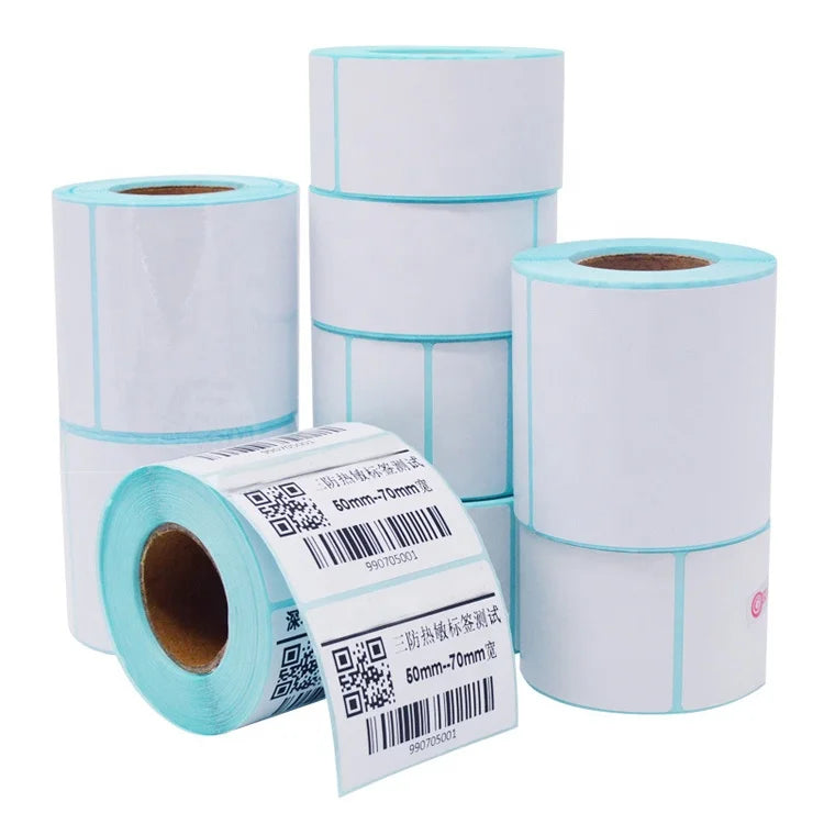 Custom Size Waterproof Adhesive Waybill Logistics Barcode Thermal Label Sticker Paper Roll