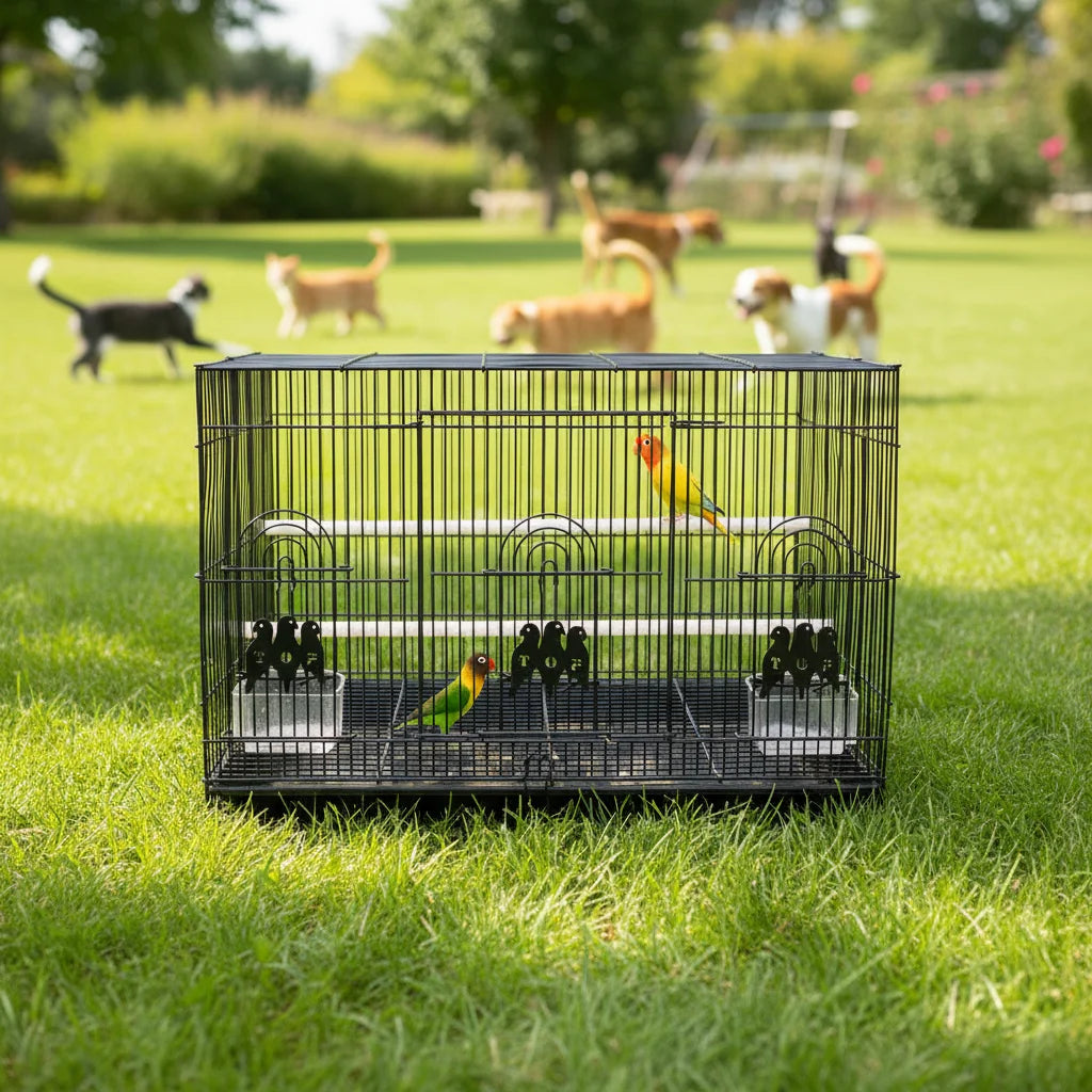 Wholesale Solid Metal Bird House & Breeding Cage with Plastic Tray for Parrot and Finch