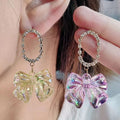Fanyue 2024 Bow Rhinestone Acrylic Stud Earrings for Women