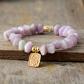 Charm Friendship Christian Zircon Purple Zinc Alloy 14K Gold Plated Beaded Snap Bracelet for Women-Wedding Gift