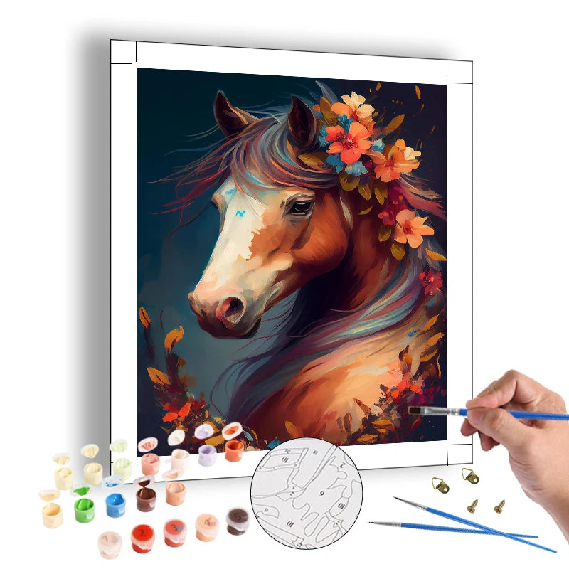40x50cm Custom Diy Painting by Numbers Pretty Horse Animals Paint by Numbers Hanging Art Crafts Home Decor for Beginners