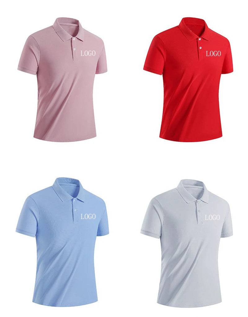 Customizable Men's Golf for Polo Shirt Summer Short-Sleeved T-Shirt with Elastic Lapel Solid Pattern and Customizable Logo