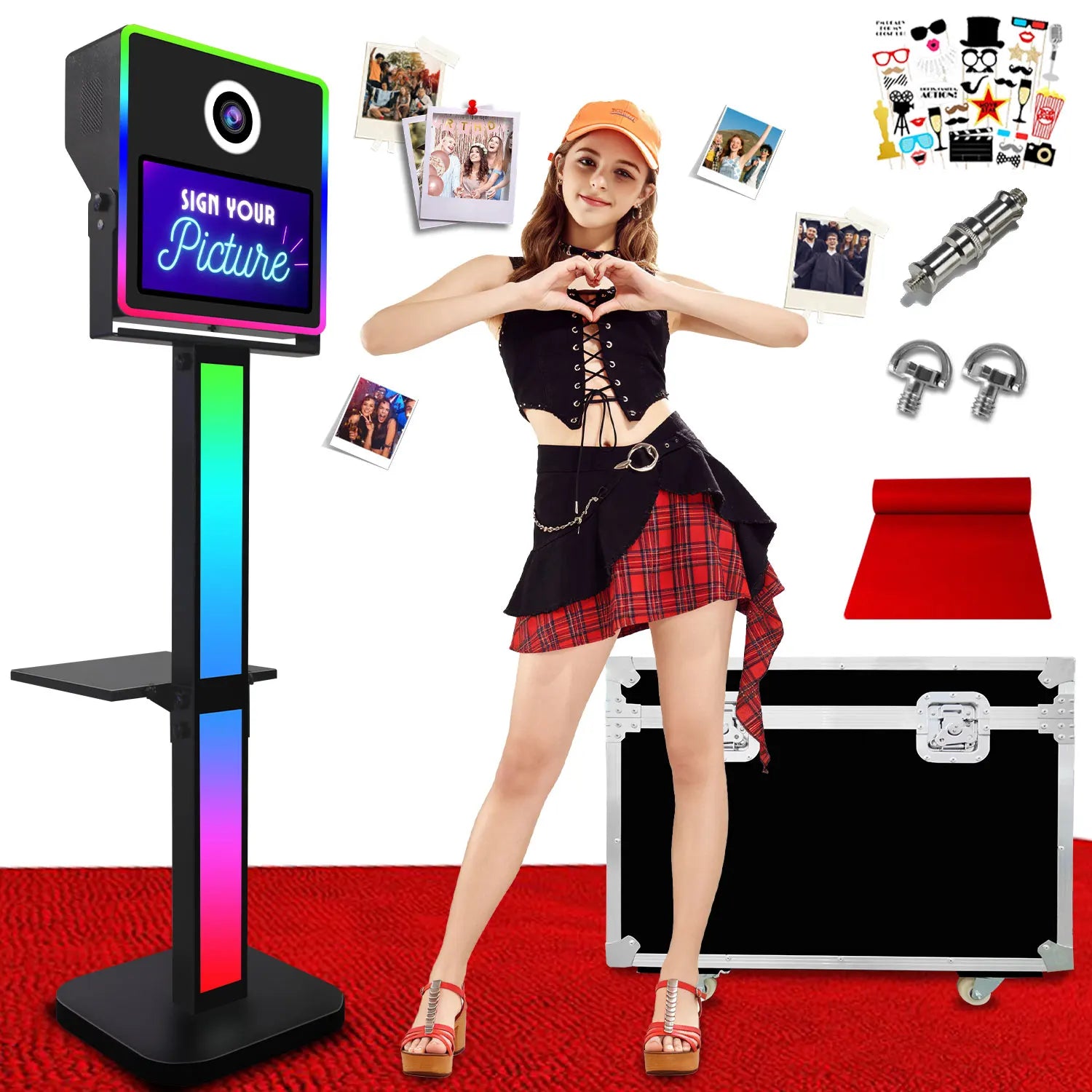 Welcome Camera Photobooth Shell Touch Screen Portable Selfie DSLR Photo Booth Machine Compatible With Printer for Home Party