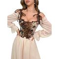 Women Retro Vintage Victorian Push up Bustier Flower Embroidered Plus Size Corset Top