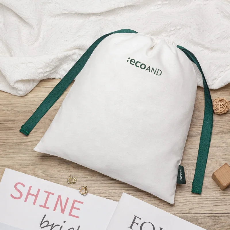 Customized Eco Beauty Cosmetic Bag Make up Bag Cotton Pouch  With Custom Logo