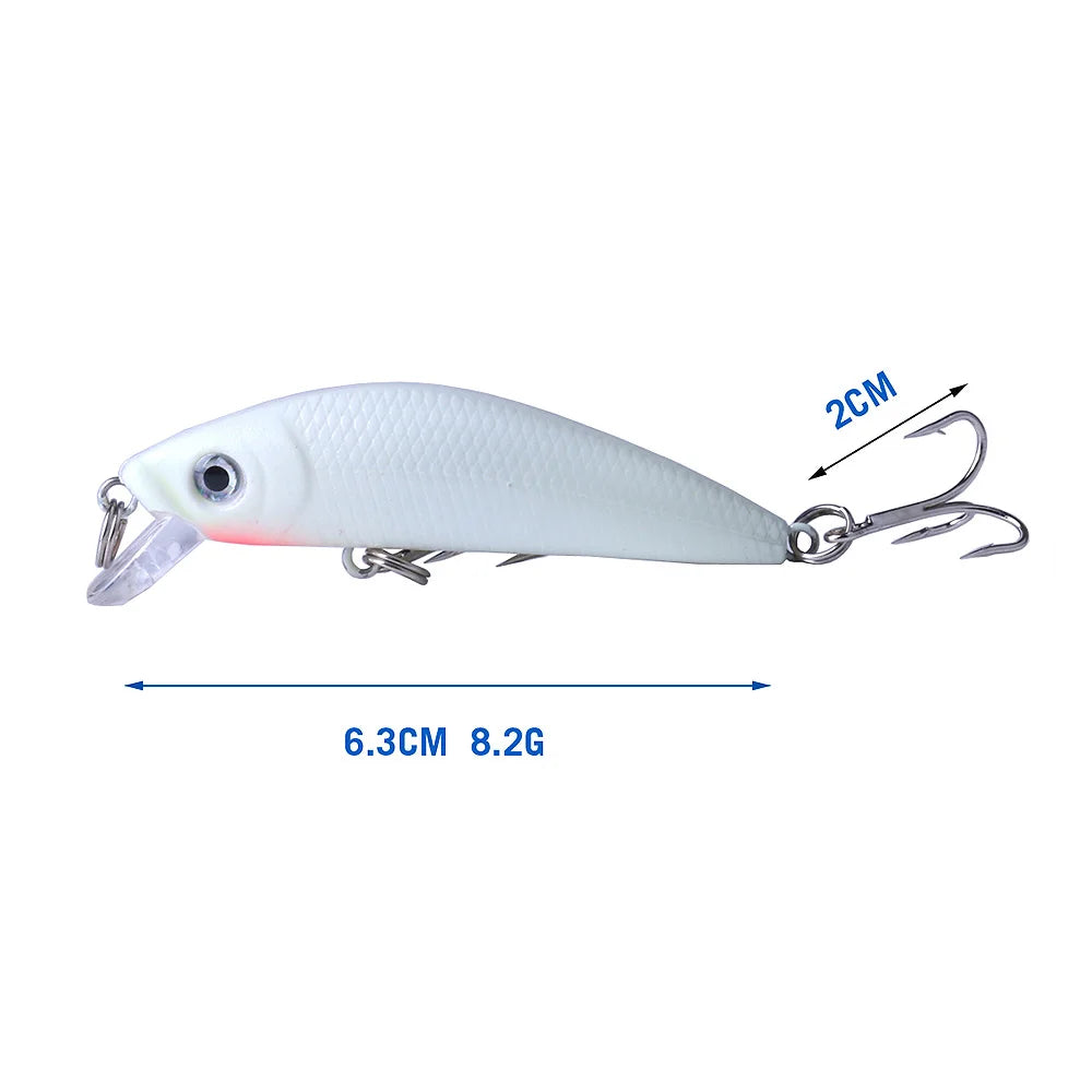 Fishing Lures 3D Luminous Minnow Crank VIB Pencil Popper Hard Lure Bait Set