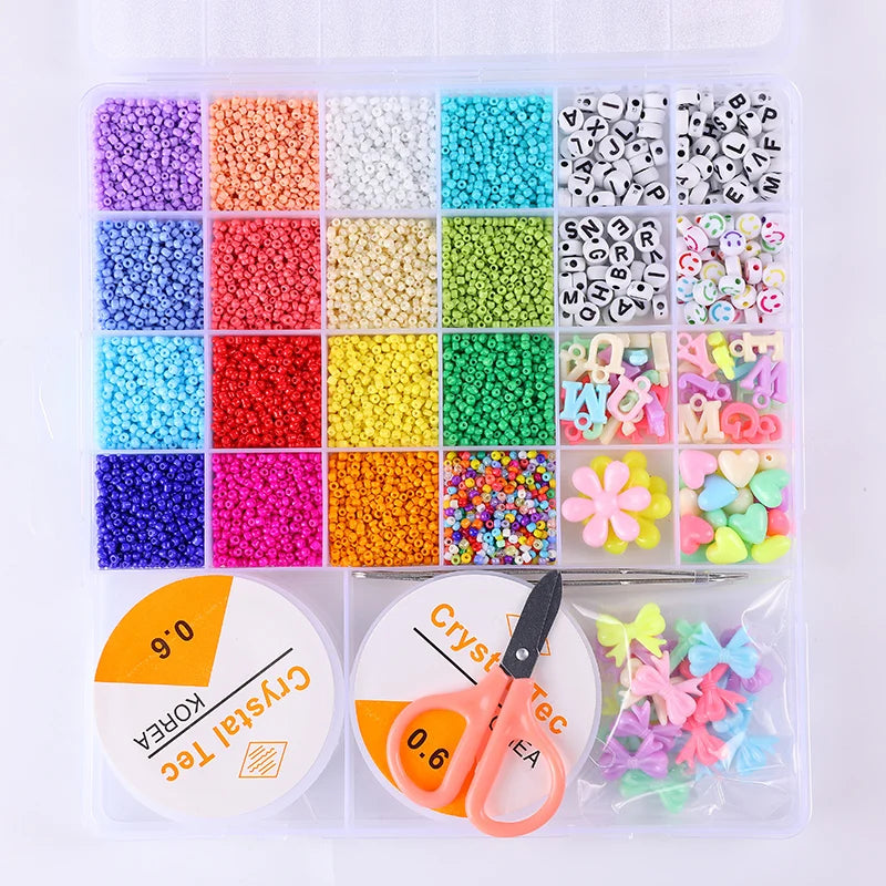 Colored Rice Bead Set Box Letter Bead Glass Bead Jewelry and Jewelry Making Kit Accessories
