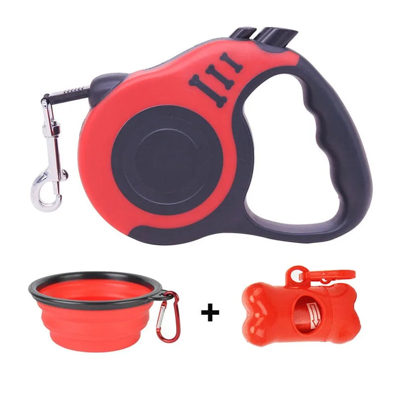 Pet Accessories Retractable Dog Leash With Dog Poop Waste Bag Dispenser and Dog Bowl Heavy Duty Walking Limit for Pet Leash