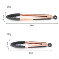 9-12 Inch Heavy Duty Silicone Tongs Set Rose Gold Plating Finish Utensils for Home Kitchen Salad Food & Cooking