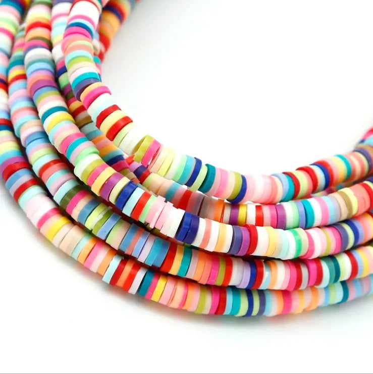 Rainbow Acrylic Polymer Ceramic Clay Beads Colorful Flat Spacer Beads for Bracelet Jewelry Loose Beads Silicone Beads MegaBDM