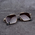 Double Bridge Titanium Alloy Sunglasses for Men New Fashion Square UV Sun Glasses Gold Frame Tac Gafas De Sol De Lujo Brand