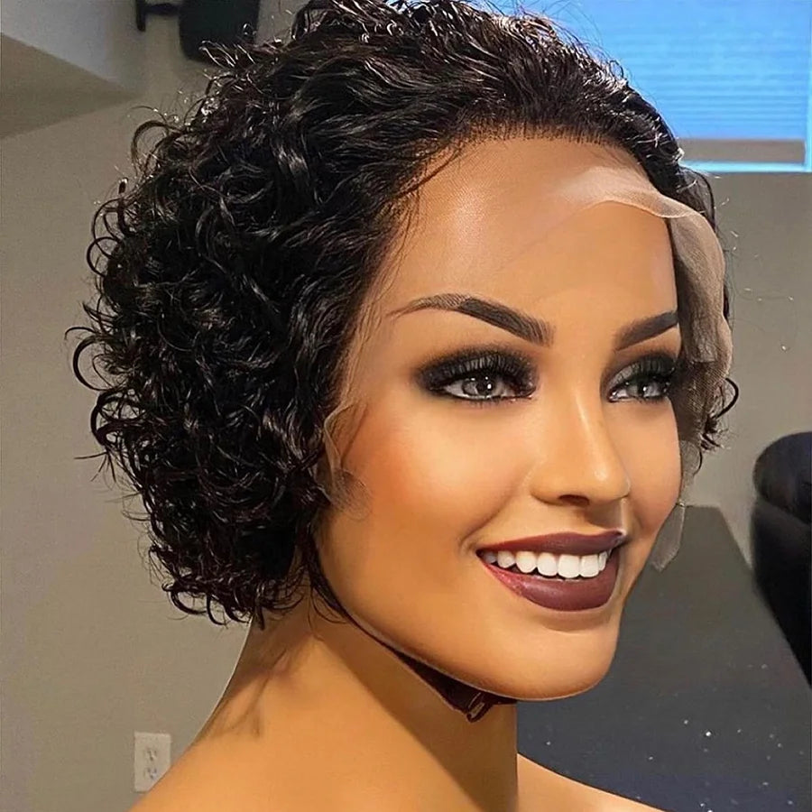 Glueless Lace Front Curly bob Short Pixie Cut Lace Wig Cheap Glueless Pixie Curls Wig for Black Women Aliexpress Online Store