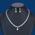 Wholesale Luxury Women's Bridal Copper Jewelry Set Zircon Earrings Necklace for Parties Engagements Weddings-Perfect Gift Set