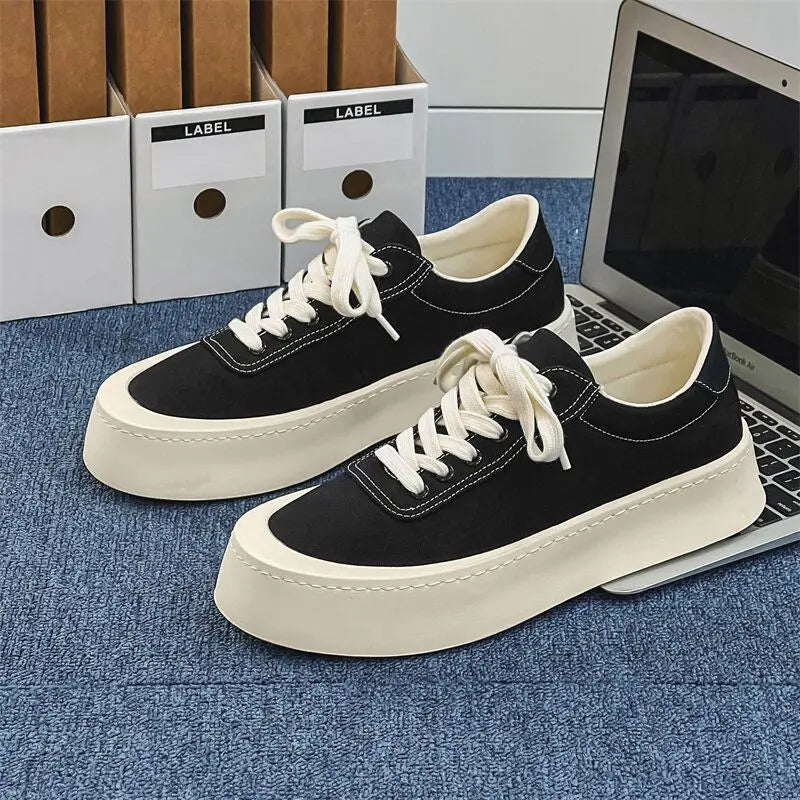 2026 New Release Men's Casual Sneakers Breathable Thick-Soled Style Lace-Up Closure Fashion Trend Pattern Solid Upper Rubber/EVA