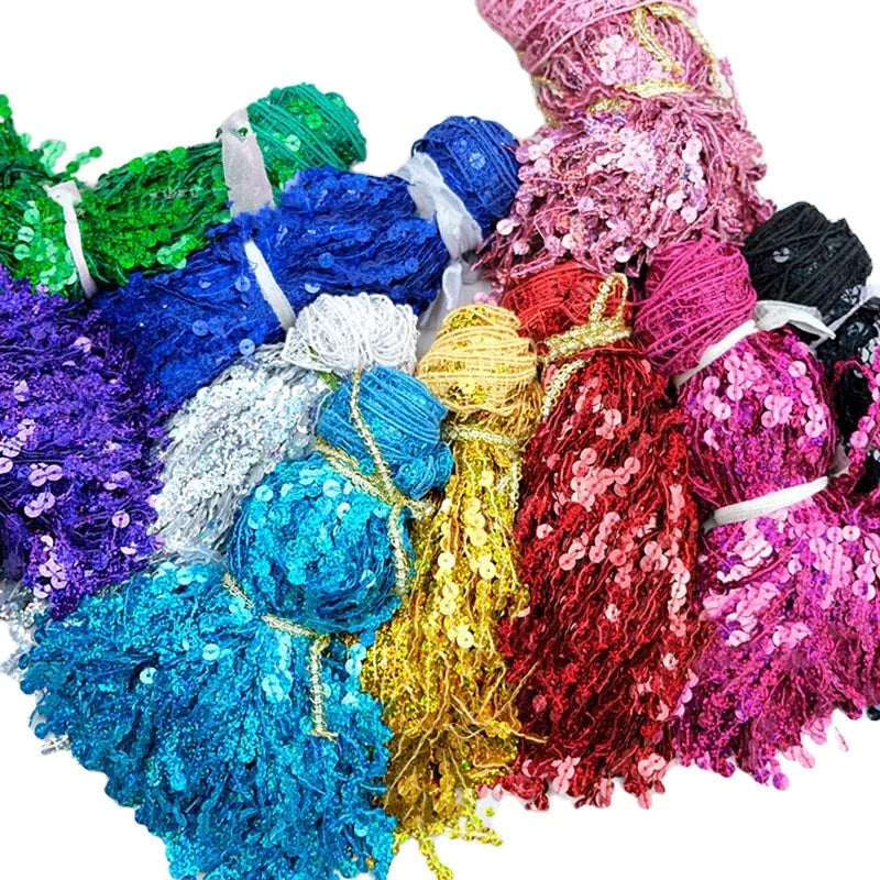 15cm Wide Diy Garment Accessories Upholstery Textile Sewing Glitter Sequined Edge Tassel Fringe Latin Dance Costume Lace Trims