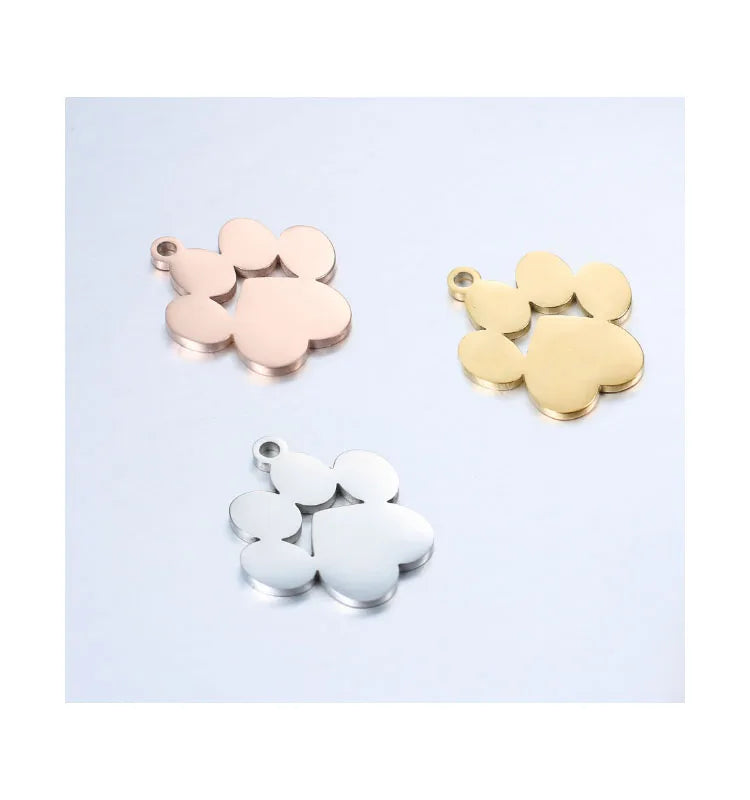 Silver Gold 304 Stainless Steel Metal Cat Dog Paw Charm Pendant Stamping for Jewellery Making DIY Crafts